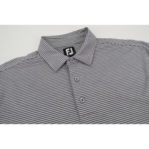 Footjoy Mens Large Gray Striped Golf Performance Polo Shirt Stretch Short Sleeve